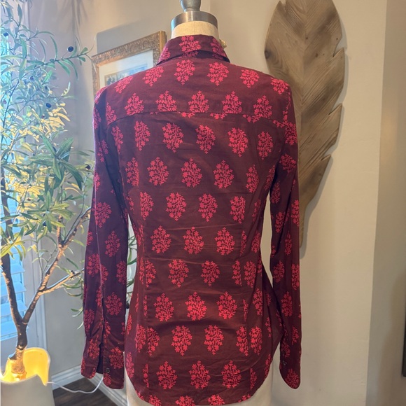 J. Crew Burgundy and Pink Floral Button-Down Shirt - Picture 2 of 4